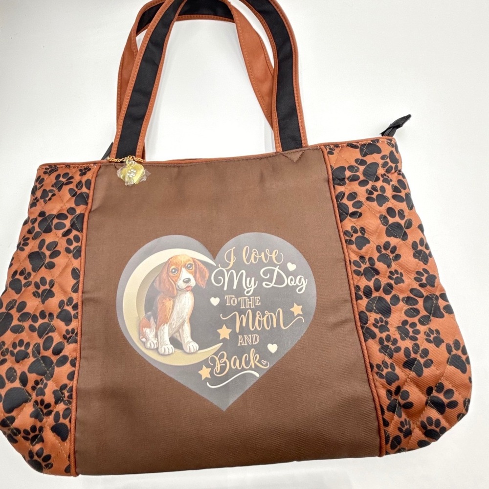 Bradford Exchange Beagle Dog To The Moon And Back Quilted Tote Bag & Wallet Set - Picture 5 of 16
